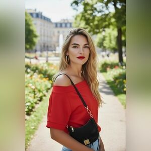 J.Crew Black Leather Saddle CrossBody Bag